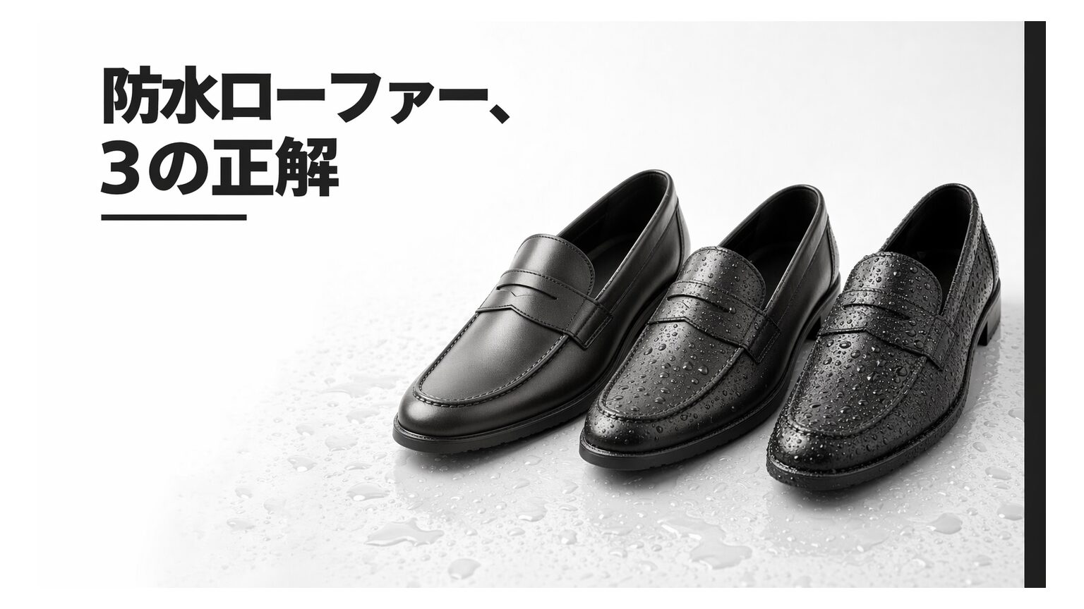 【結論】メンズ防水ローファーの正解は「3タイプ」｜雨量別の選び方と失敗回避